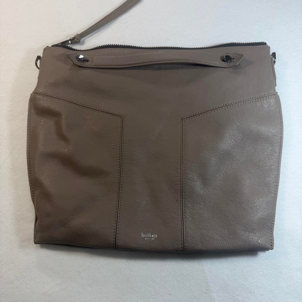 Botkier New York Taupe Leather Moto Shoulder Bag Greige Slouchy Hobo Designer